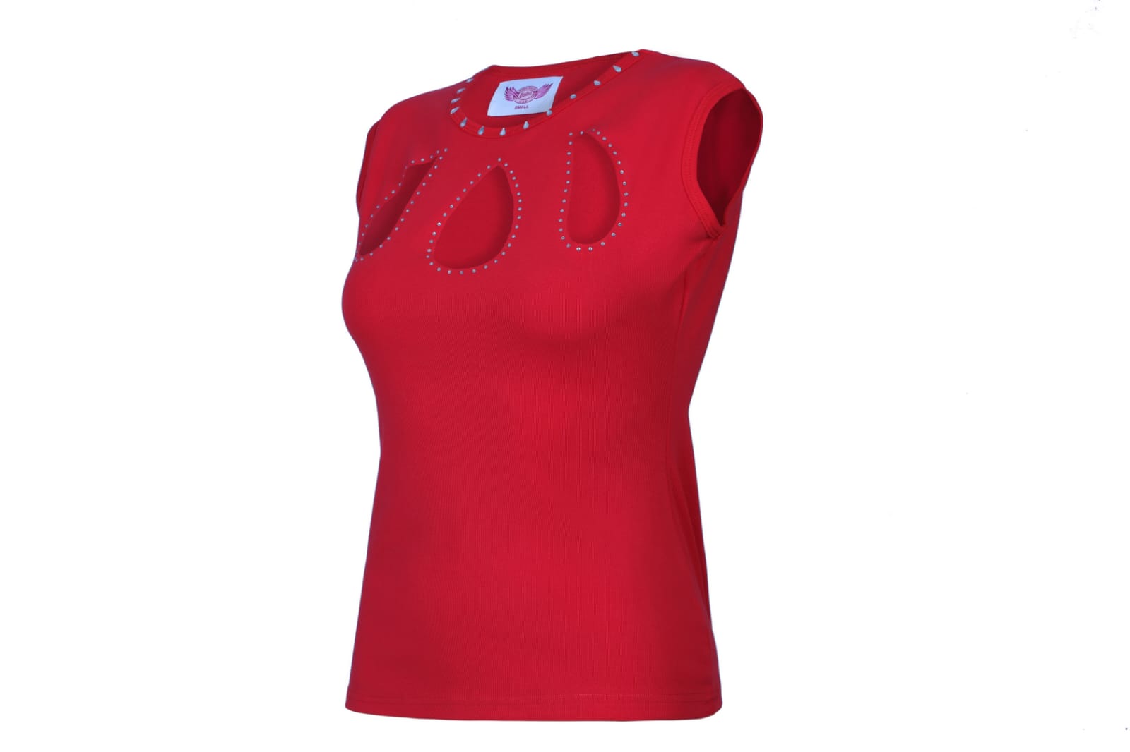 Women’s Shirt – Teardrops Cutout and Rhinestones
