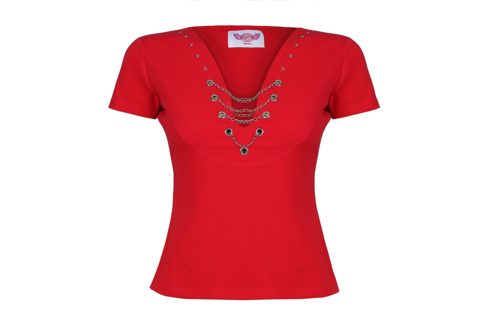 V-Neck with Chains Short Sleeves