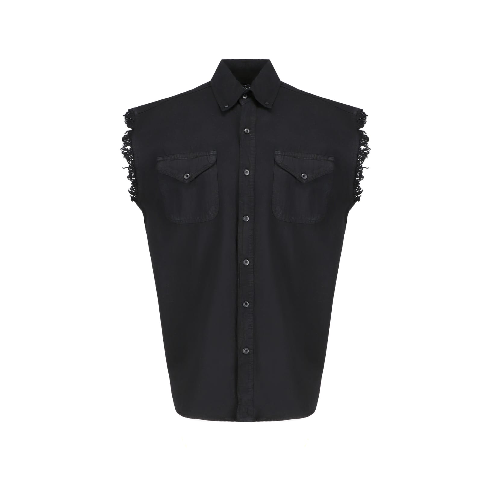 Solid Color Denim Sleeveless Cut Off Shirts
